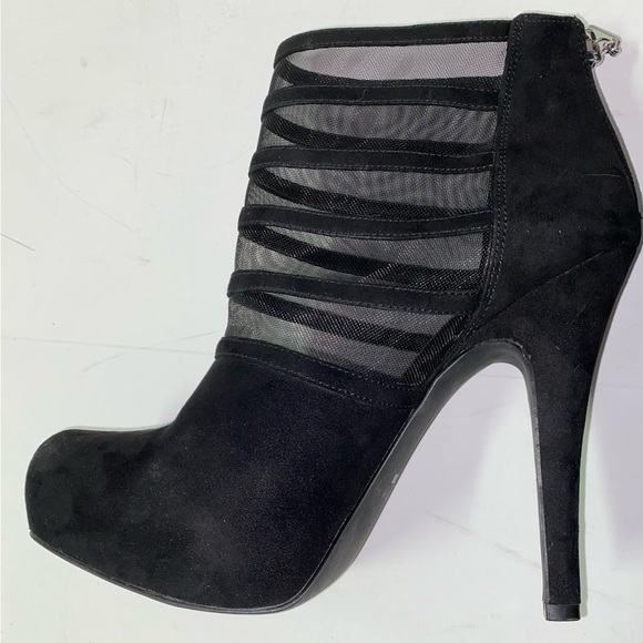 Guess Black Suede Zip-up Boot Heels Size 7 - Picture 6 of 11